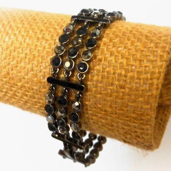 Vintage Hematite Multi-Strand 7.5" Bracelet - Picture 2 of 4